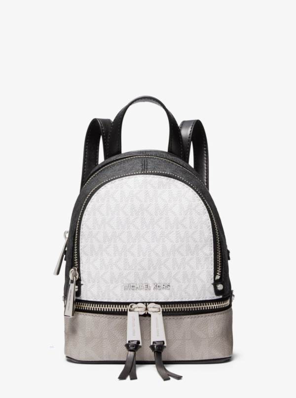 Damske Batohy Michael Kors Rhea Mini Color-Block Logo Biele - Kabelky Michael Kors Levně | WBVHJ-9235